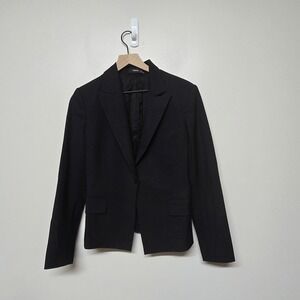 Theory Brince B Black Wool Single Button Peak Lapel Blazer Women's Sz 10 Office